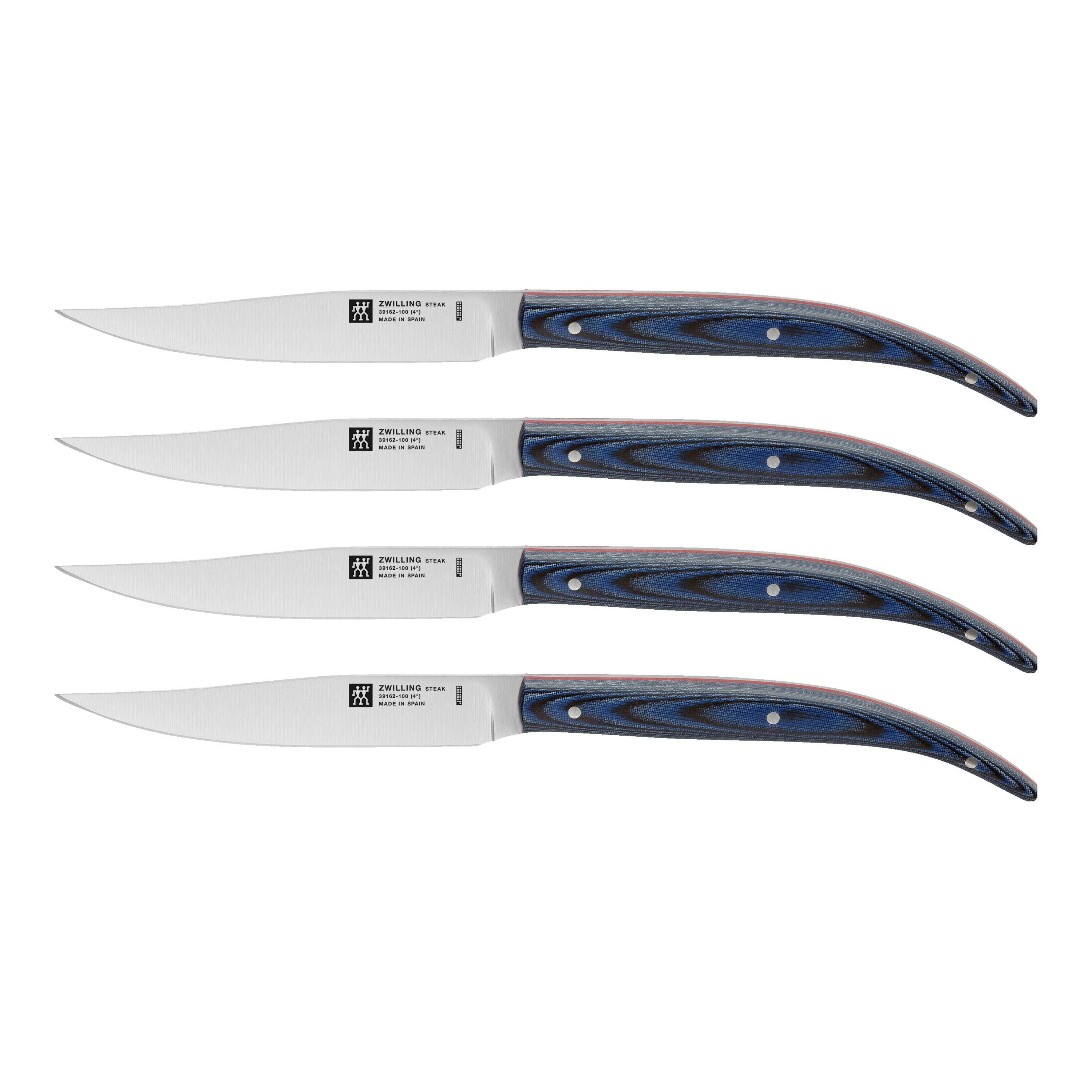 Zwilling Steak 39162, 4-piece steak knife set, micarta blue