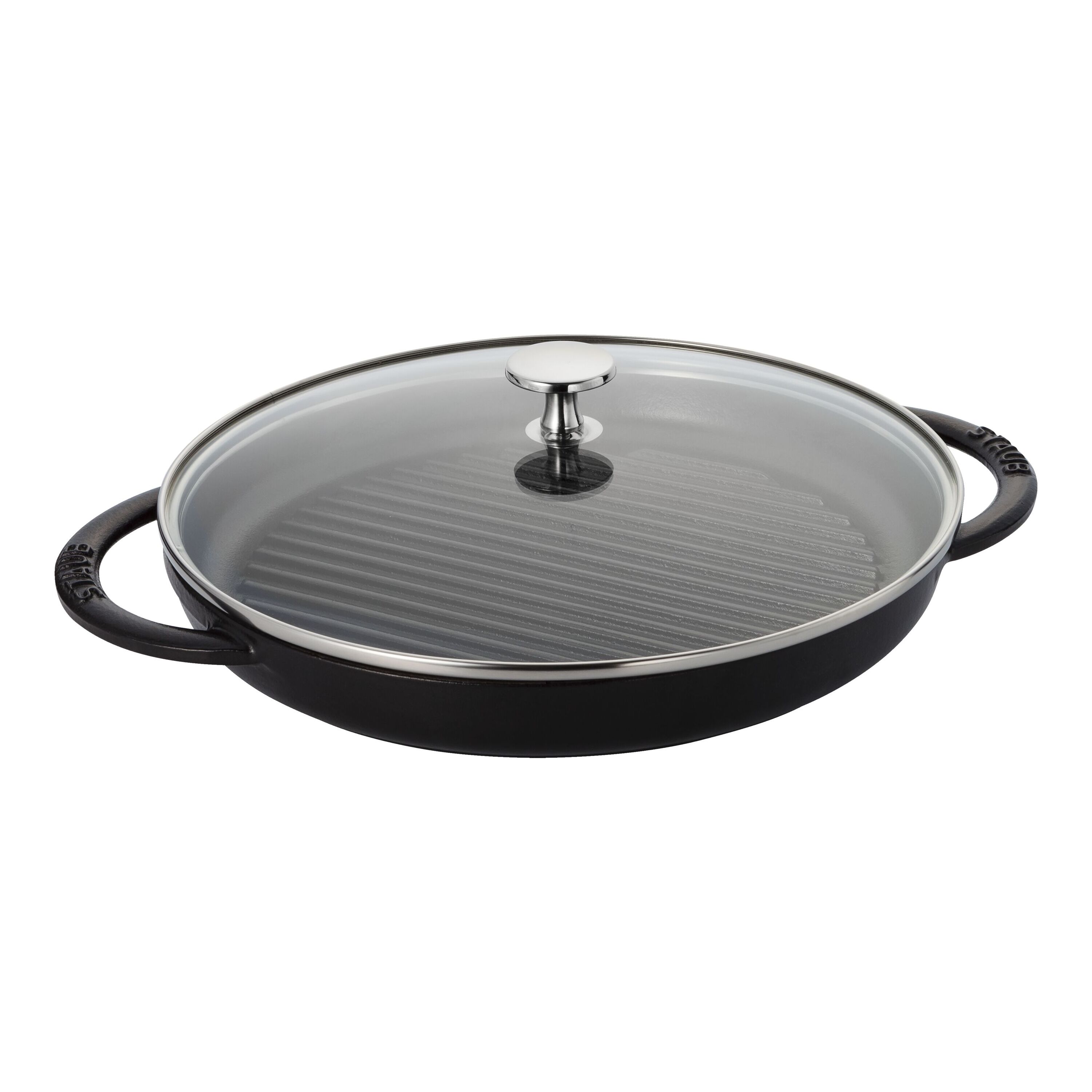 Staub Cast Iron 10inch Enamel Grill pan with glass lid Official
