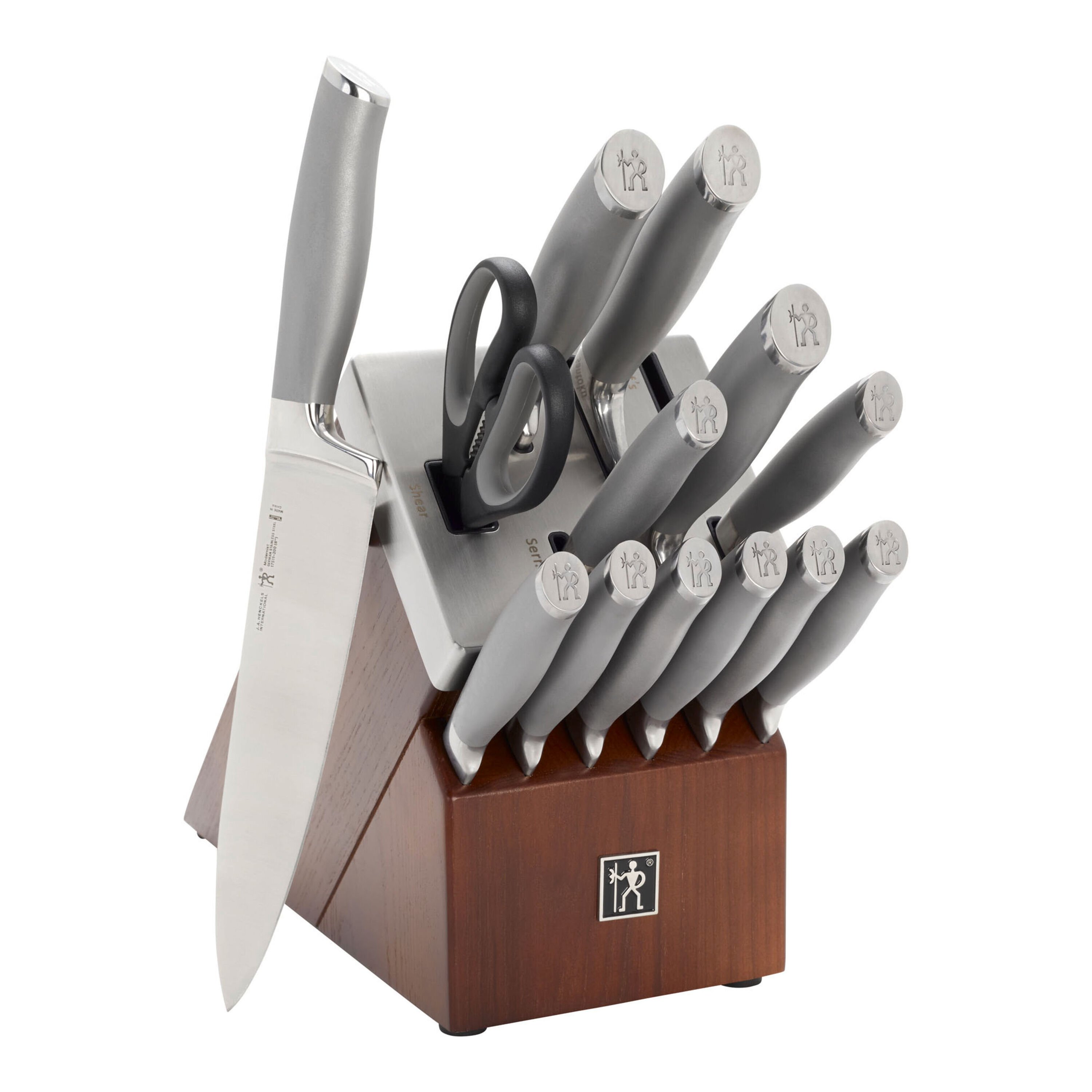 HENCKELS Statement 14-piece Self-Sharpening Knife Set with Block, Chef  Knife, Paring Knife, Bread Knife, Steak Knife Set, Dark Brown, Stainless  Steel