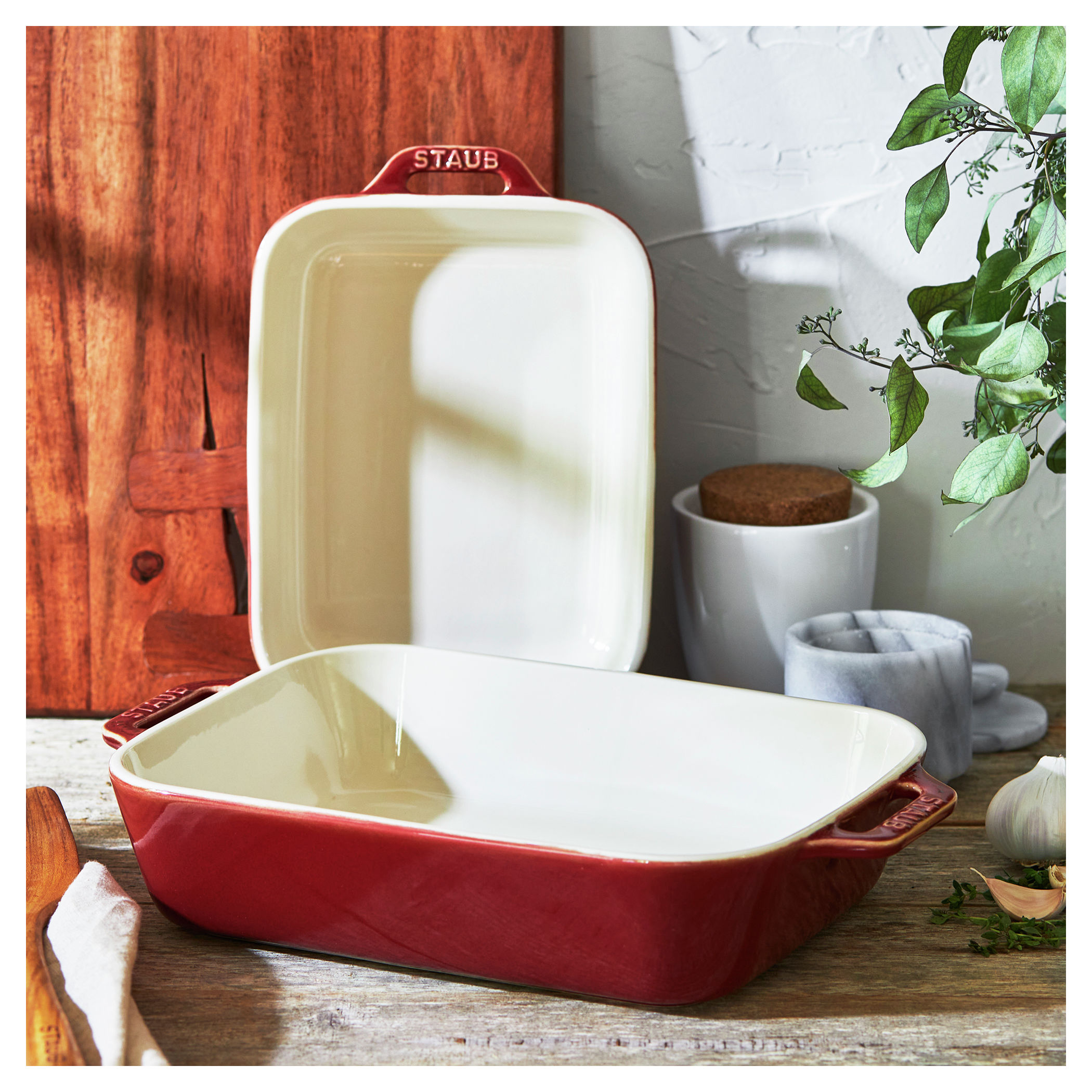 Staub Ceramic 4-Piece Ceramic Baking Dish Set in Red, Blue & White Colors  on Food52