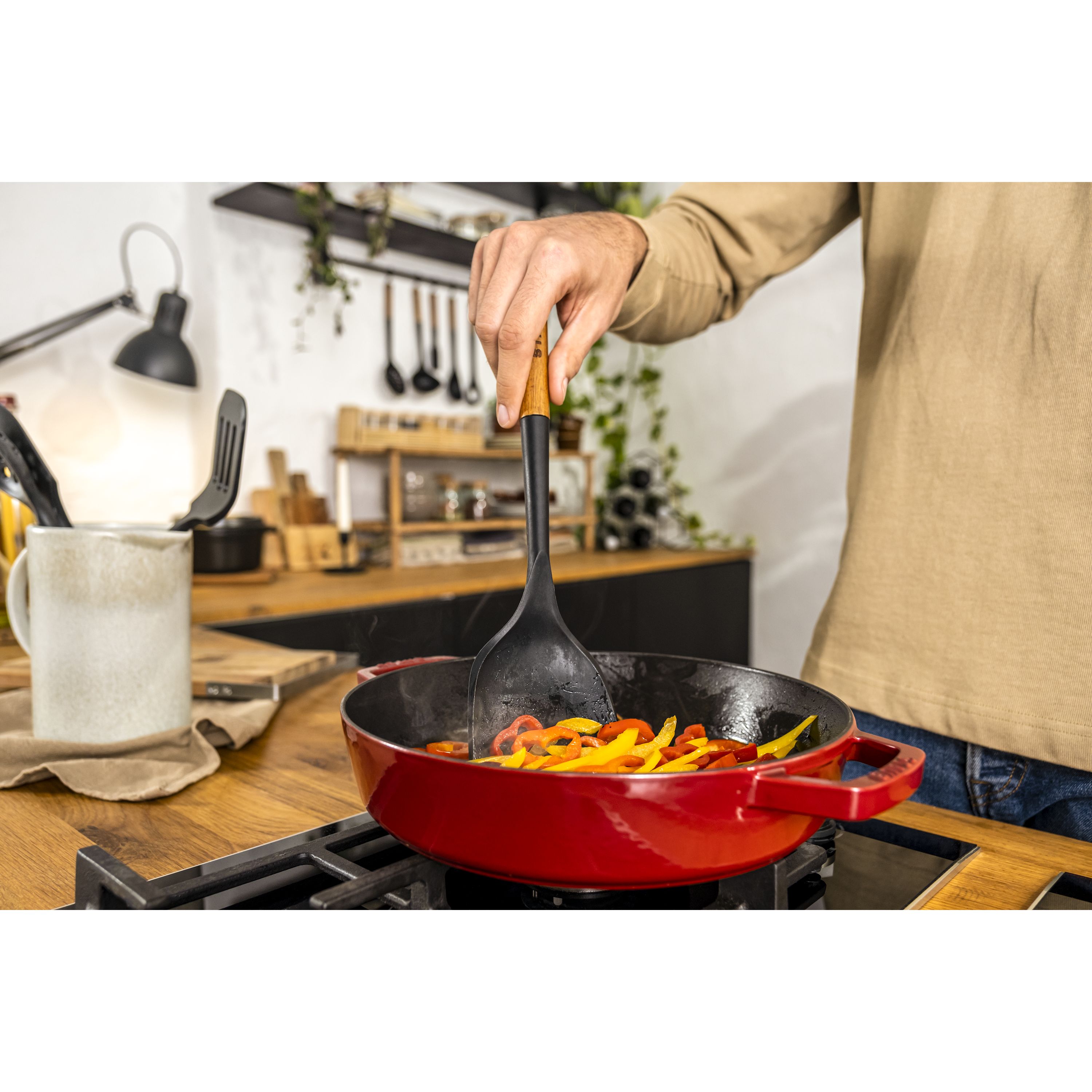Staub Silicone With Wood Handle Cooking Utensil, Wok Turner