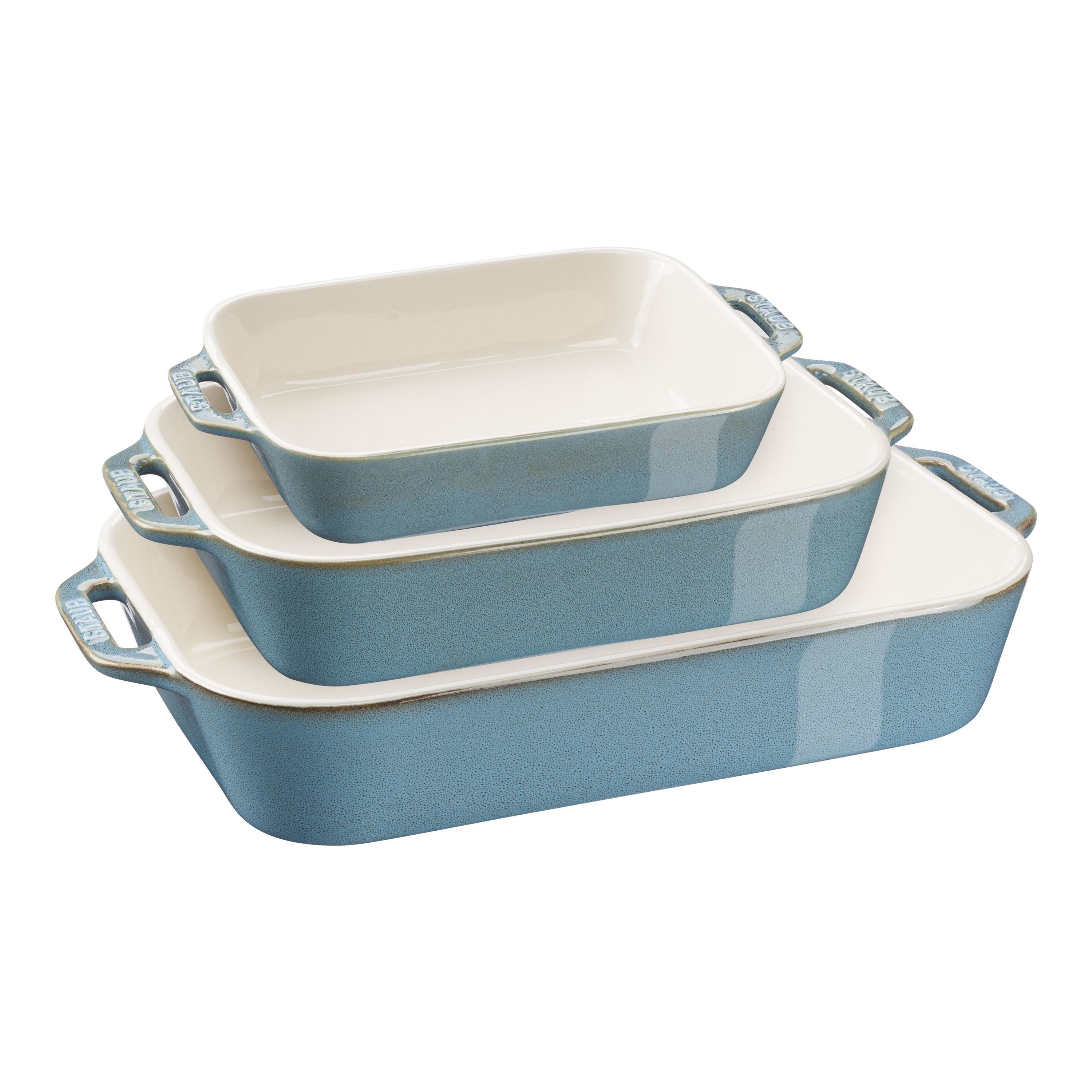 Staub Ceramic - Rectangular Baking Dishes/ Gratins 3-pc, Rectangular Baking  Dish Set, rustic turquoise