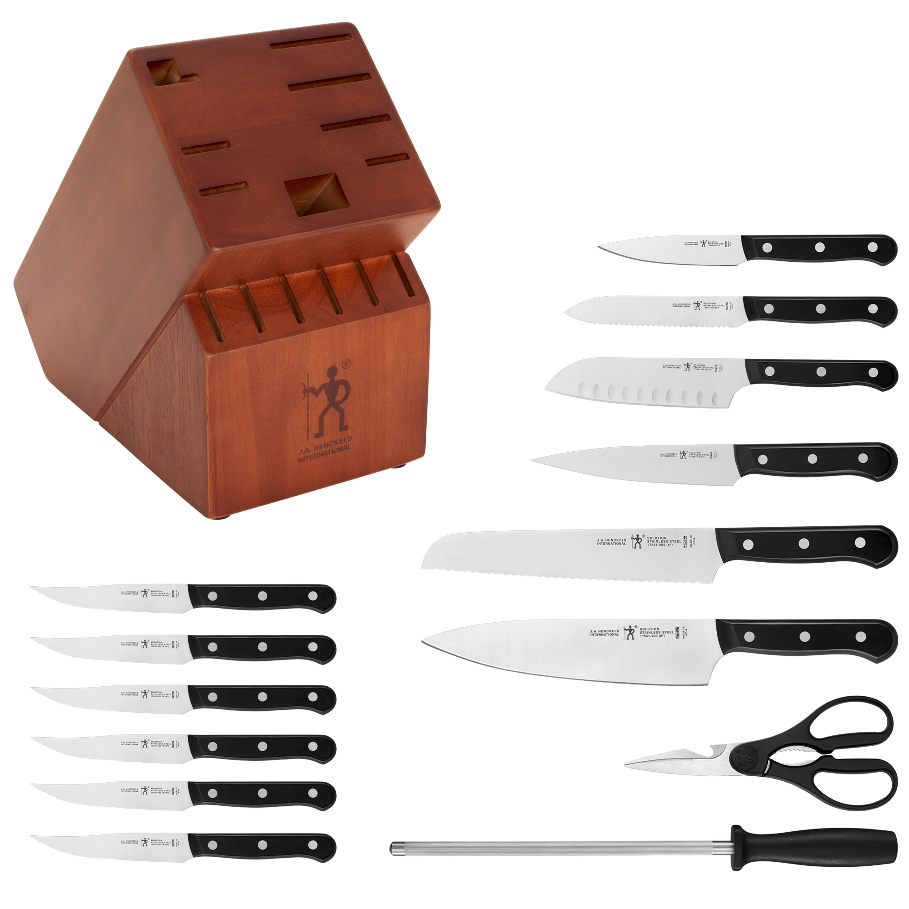  HENCKELS Premium Quality 15-Piece Knife Set with Block,  Razor-Sharp, German Engineered Knife Informed by over 100 Years of  Masterful Knife Making, Lightweight and Strong, Dishwasher Safe: Block Knife  Sets: Home 