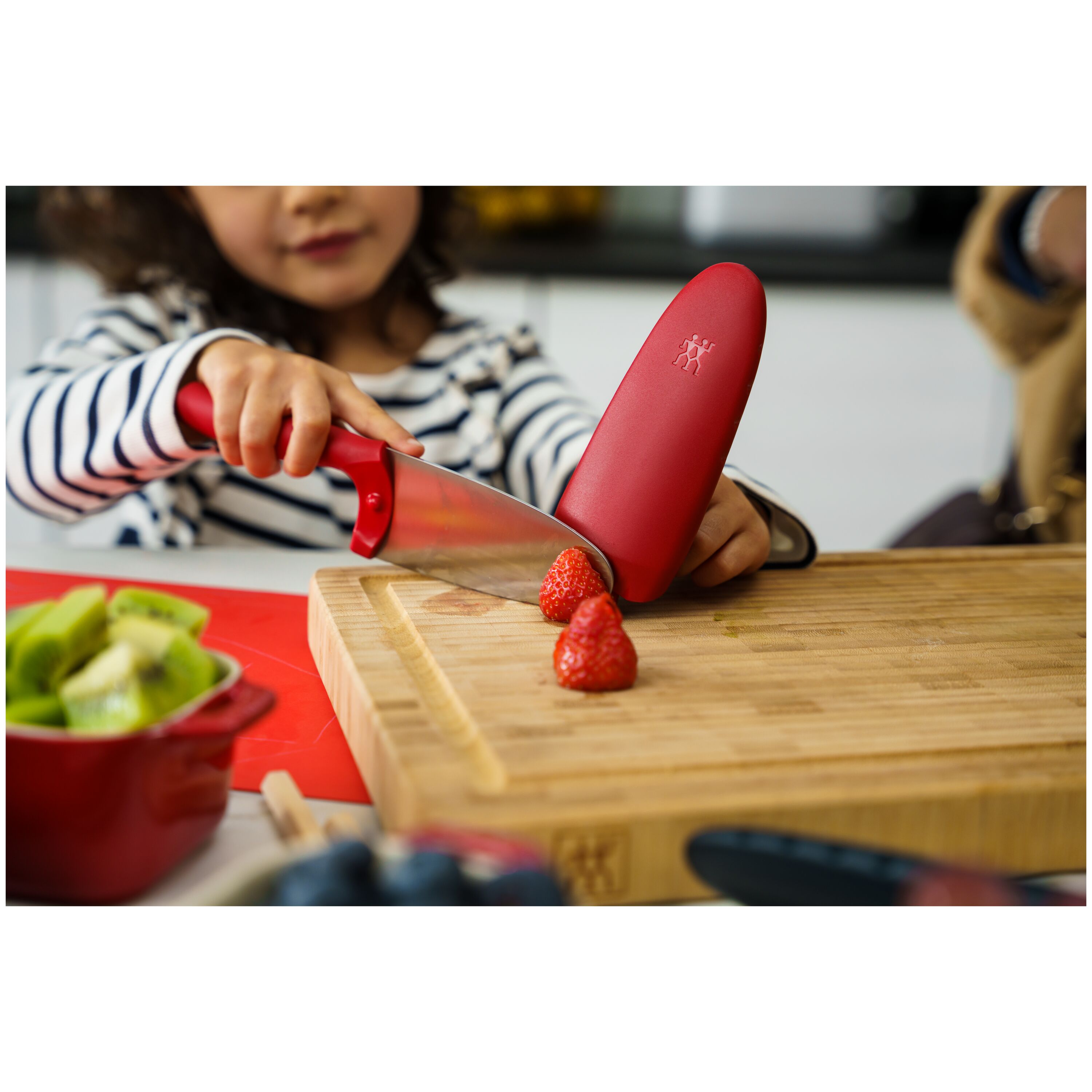 Cuchillos para niños, juego de cuchillos seguros para niños de 4 piezas  para cocina real, cuchillo de cocina de acero inoxidable con protector de
