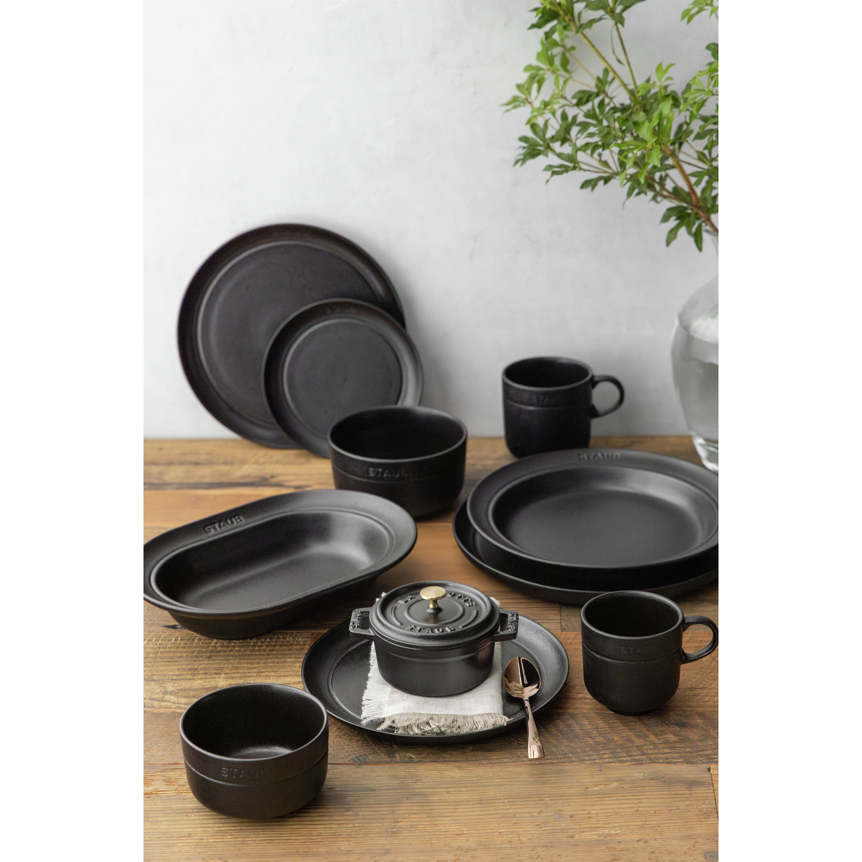 ストウブ Dining Line プレート フラット 26 cm, セラミック, ブラック