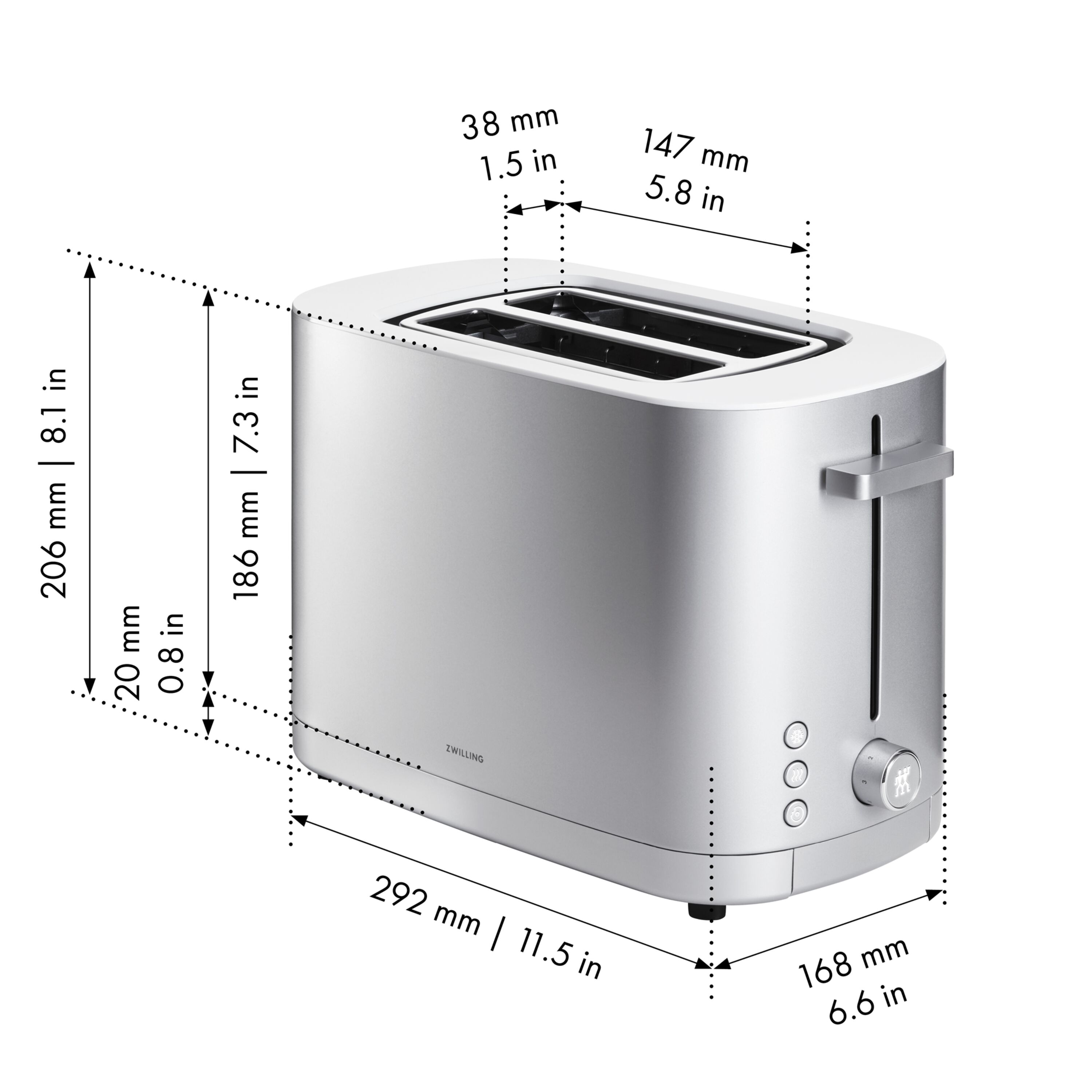 Buy ZWILLING 2 SHORT SLOTS TOASTER WITH BUN WARMER - SILVER