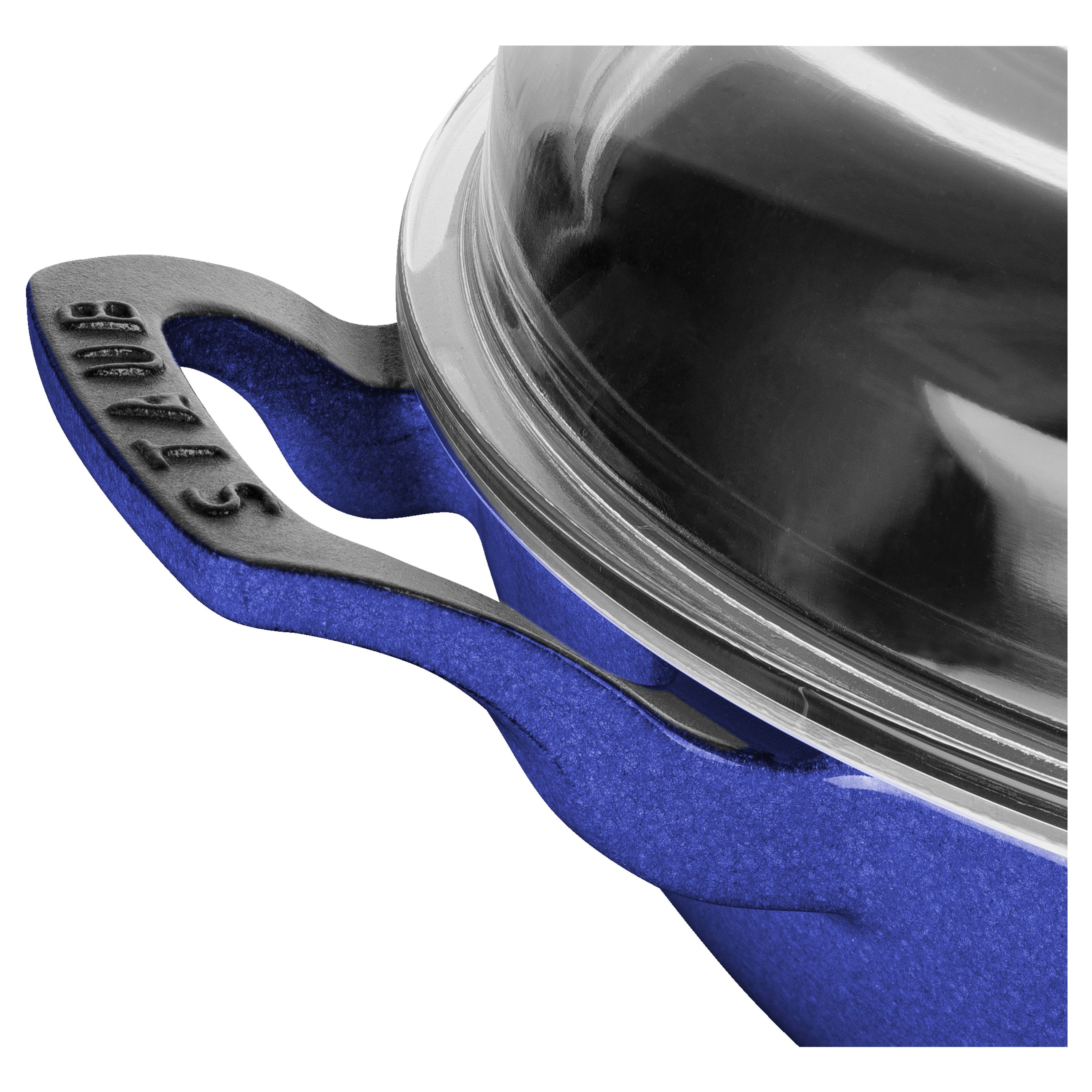 Staub Cast Iron 12-inch, Braiser with Glass Lid, blueberry