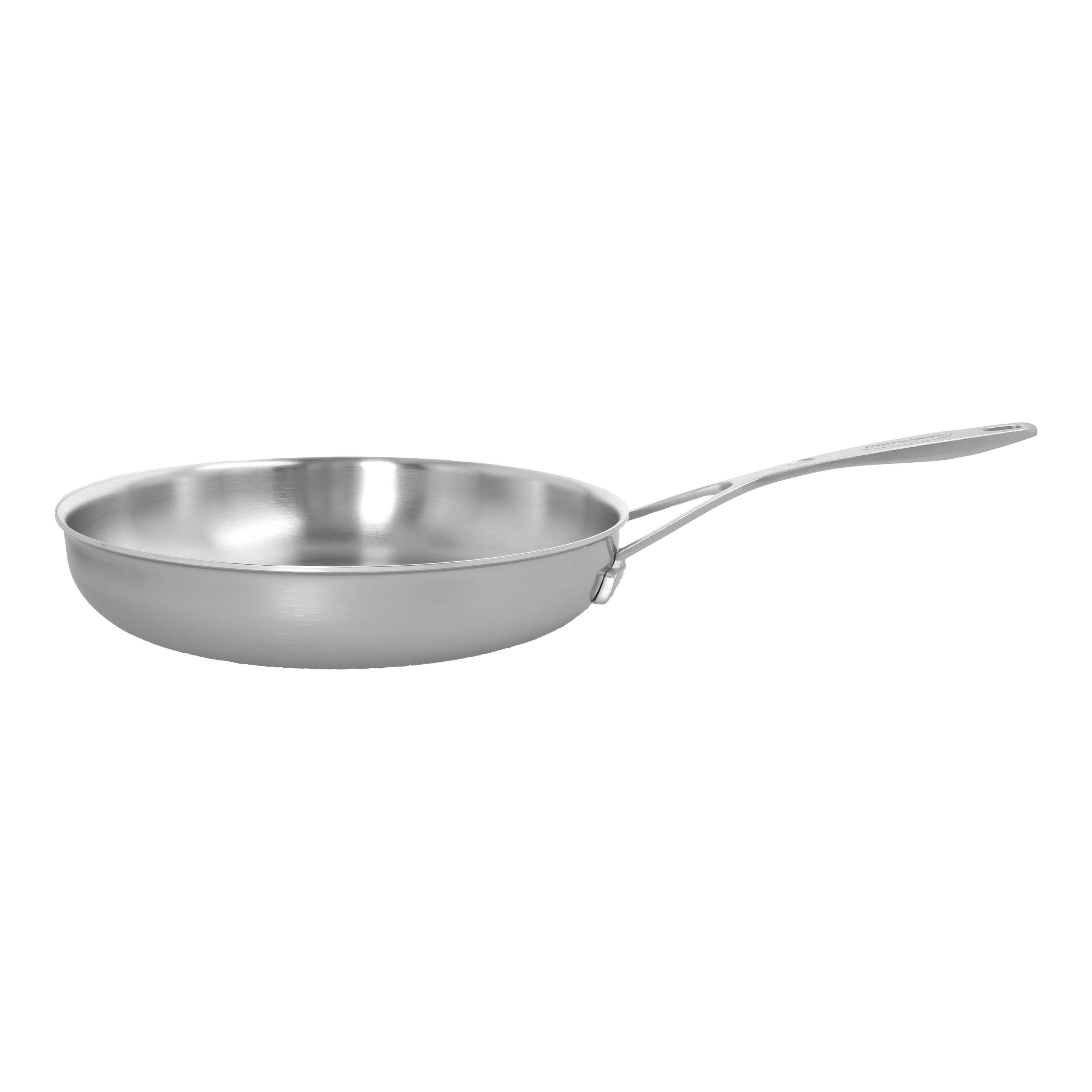 12-Inch Frying Pan Round Stainless Steel Rust-Resistant with Clear