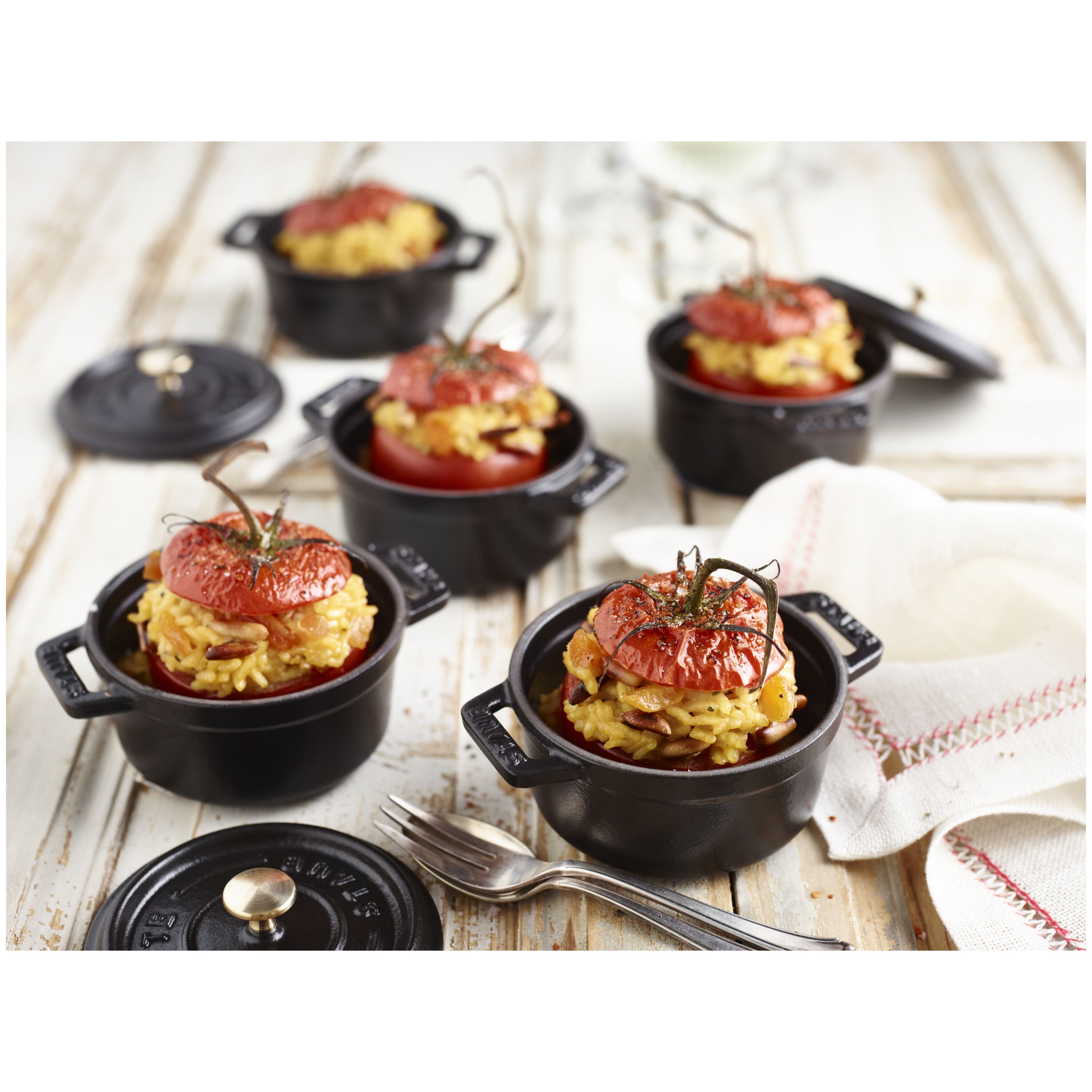 Staub Cast-Iron Mini Round Cocotte Set, 1/4-Qt.