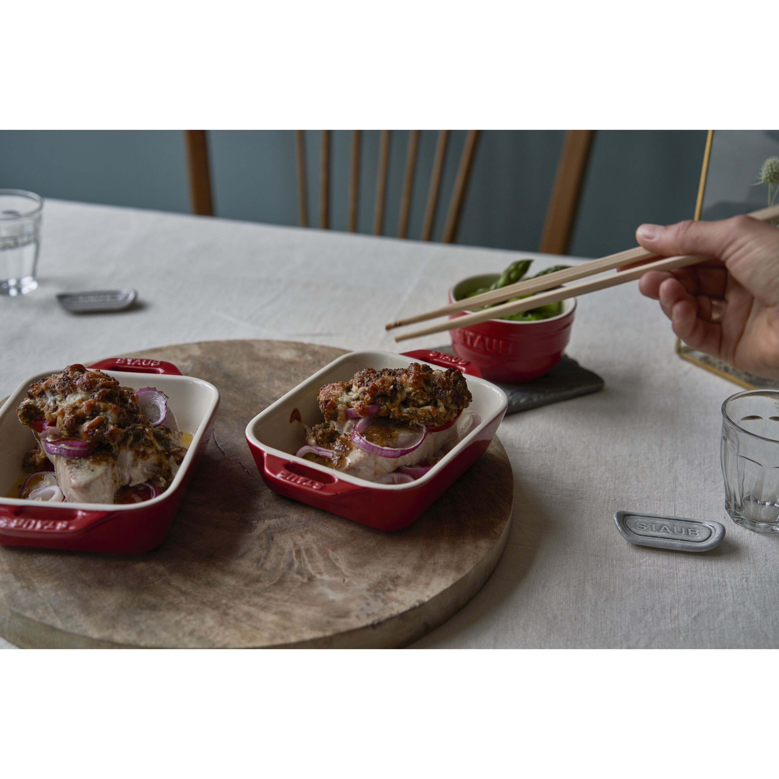 STAUB　レクタンギュラープレート ブラック 25cm✕12cm✖️2枚セット STAUB レクタンギュラープレート ブラック 25cm✕12cm