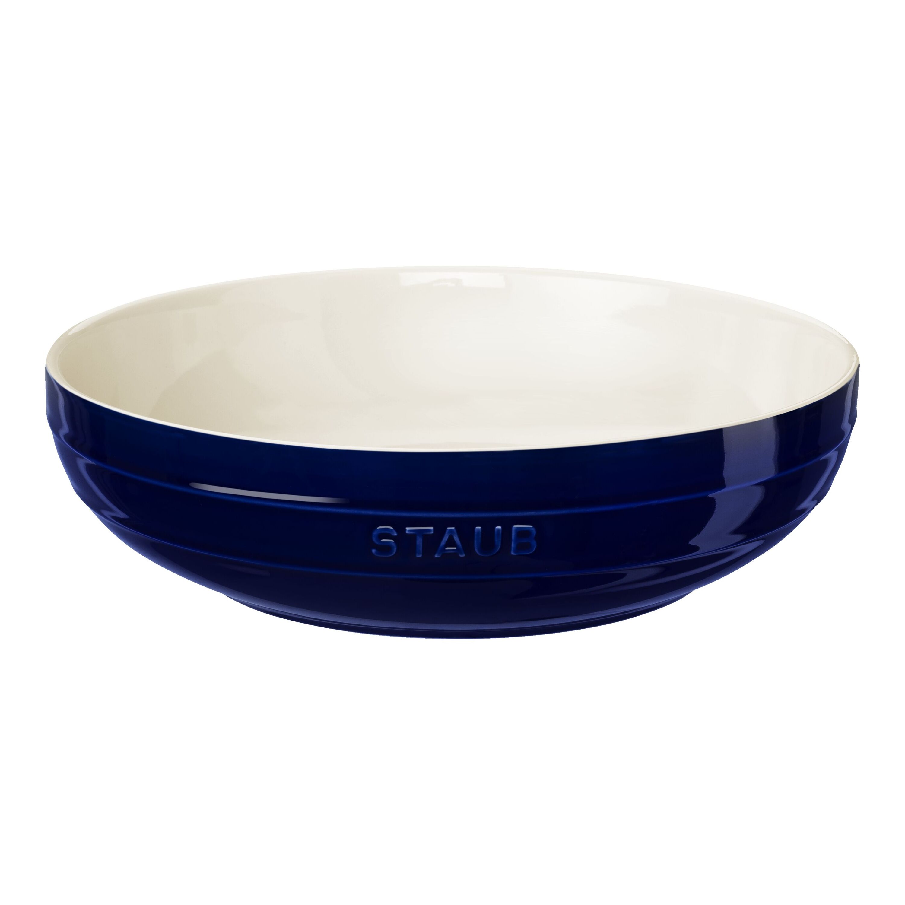 Staub Stoneware 11.5-inch, Shallow Serving Bowl, dark blue