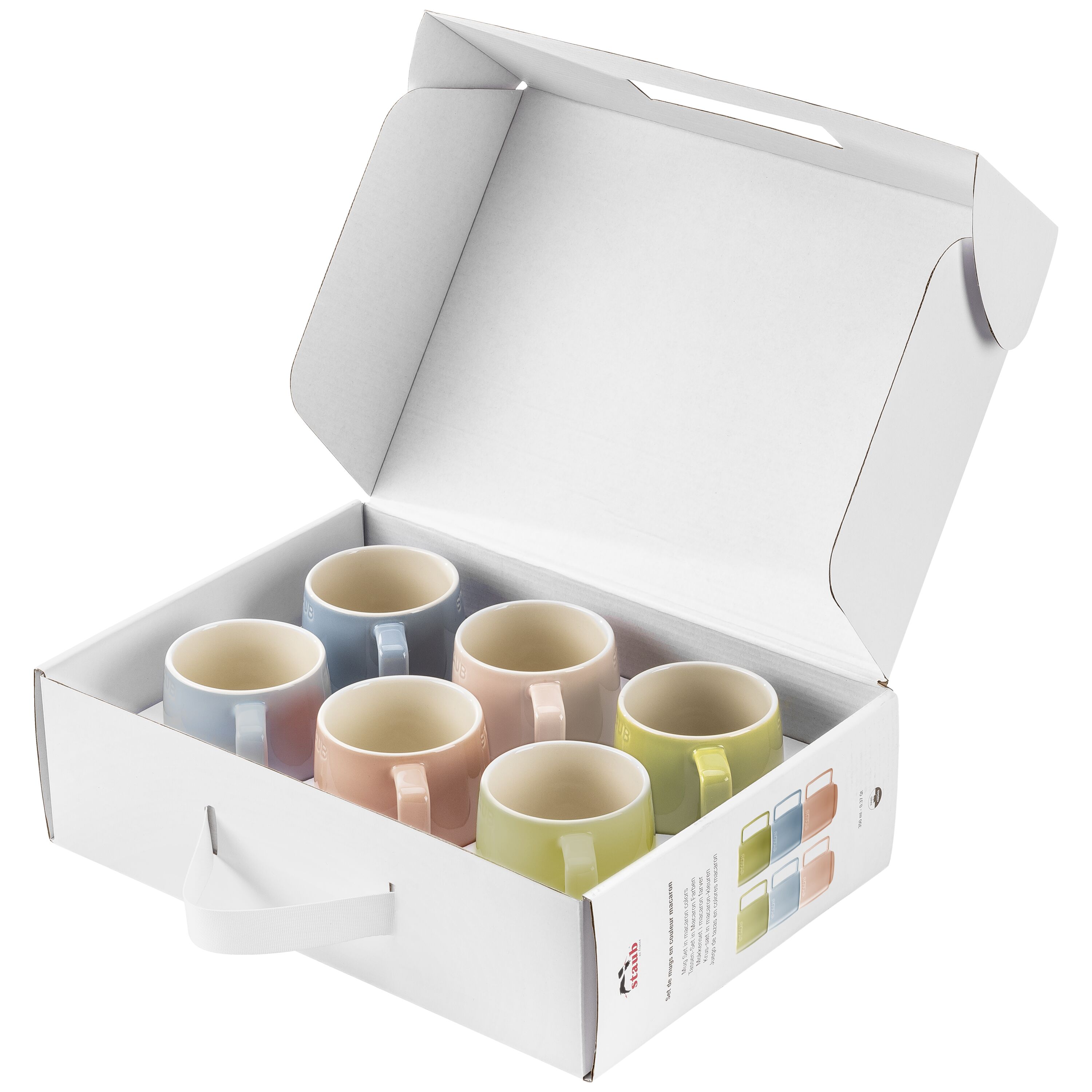 STAUB Ceramique Macaron Mokkenset, 6-delig, gemengde kleuren, 350 ml, vaatwasser- en magnetronbestendig, stapelbaar, keramiek, gemengd
