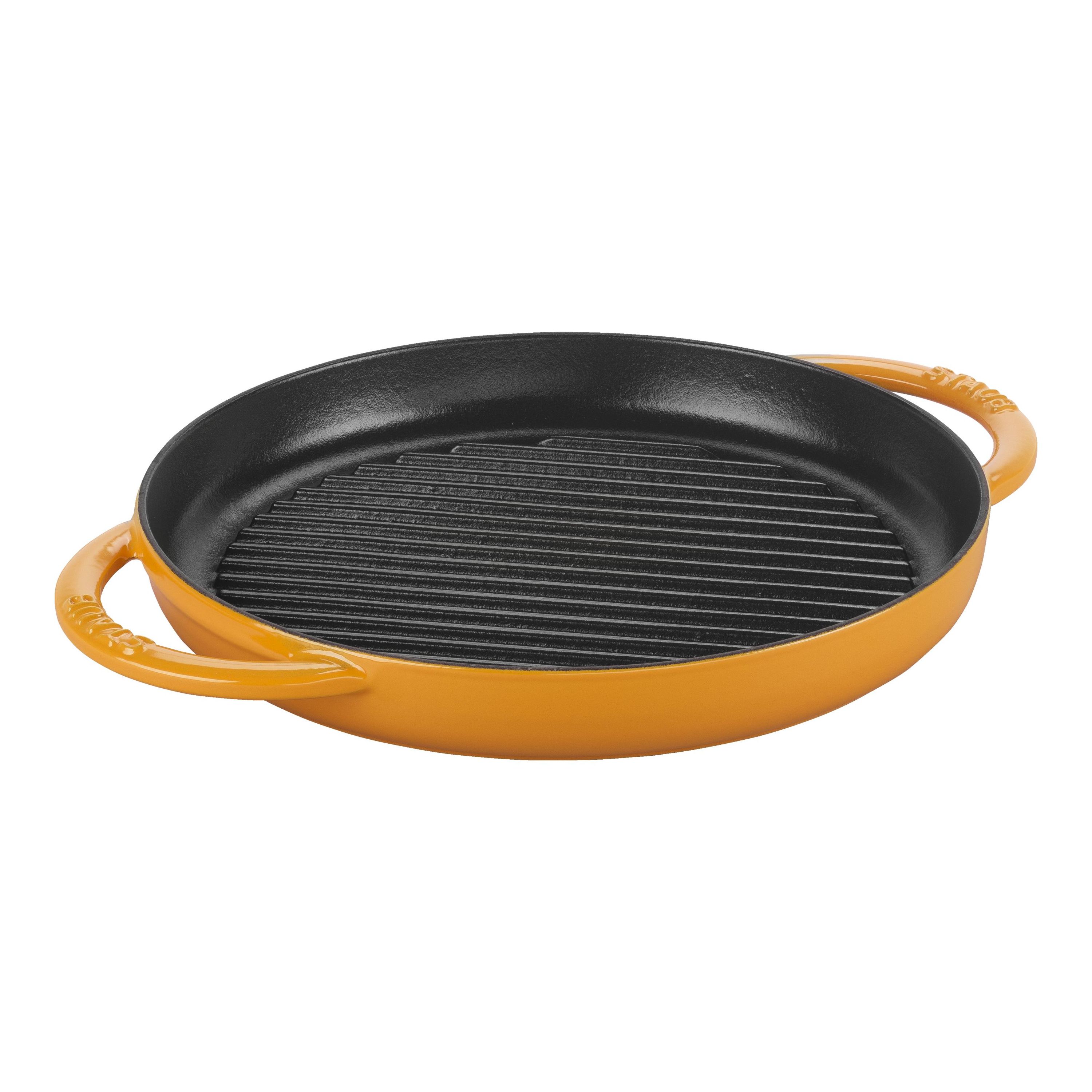 Staub Cast Iron - Grill Pans 10-inch, Round Double Handle Pure Grill, black  matte