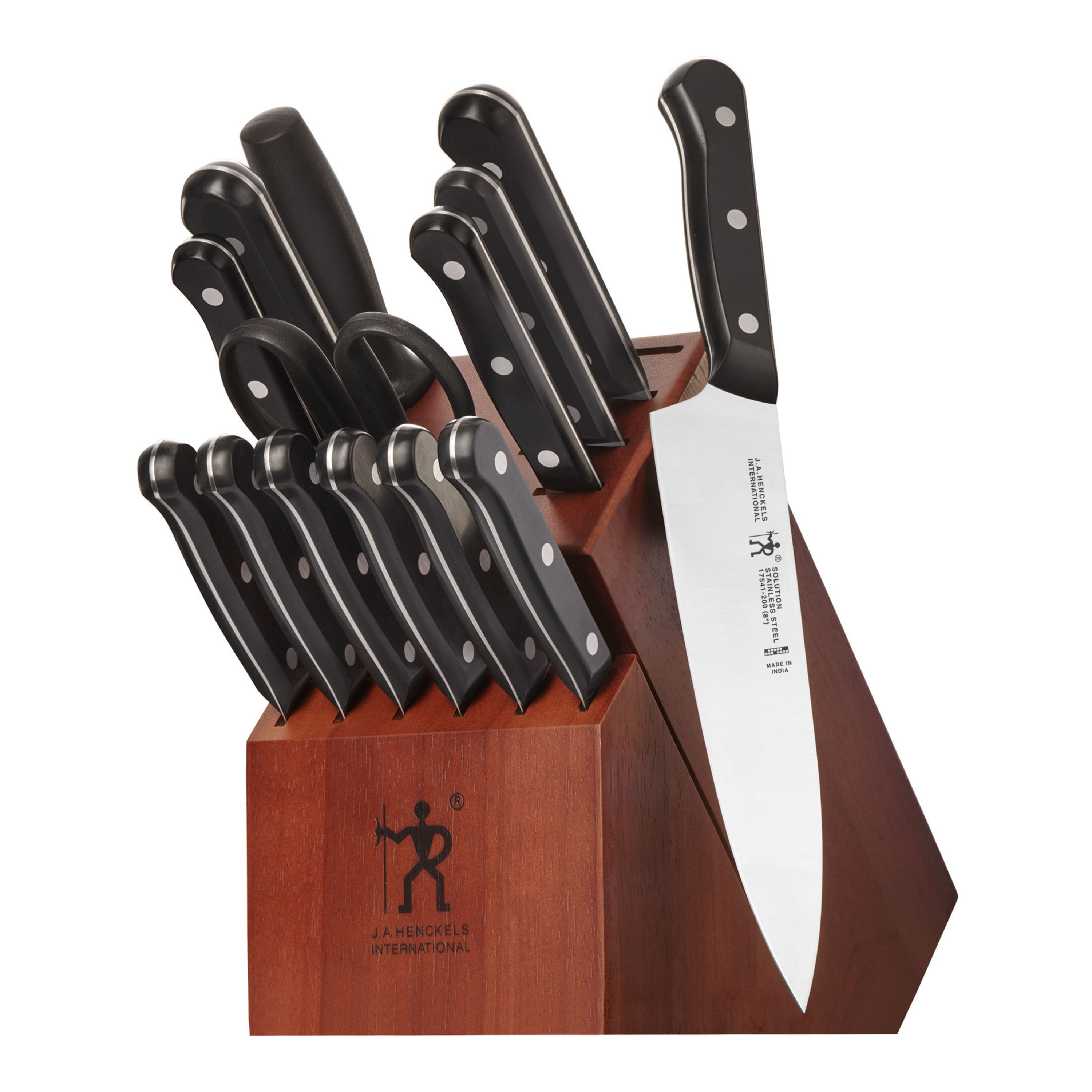 Knife Set, Damascus Kitchen Knife Set with Block, Built-in Knife Sharpener,  German Stainless Steel Knife Block Set, Dishwasher Safe