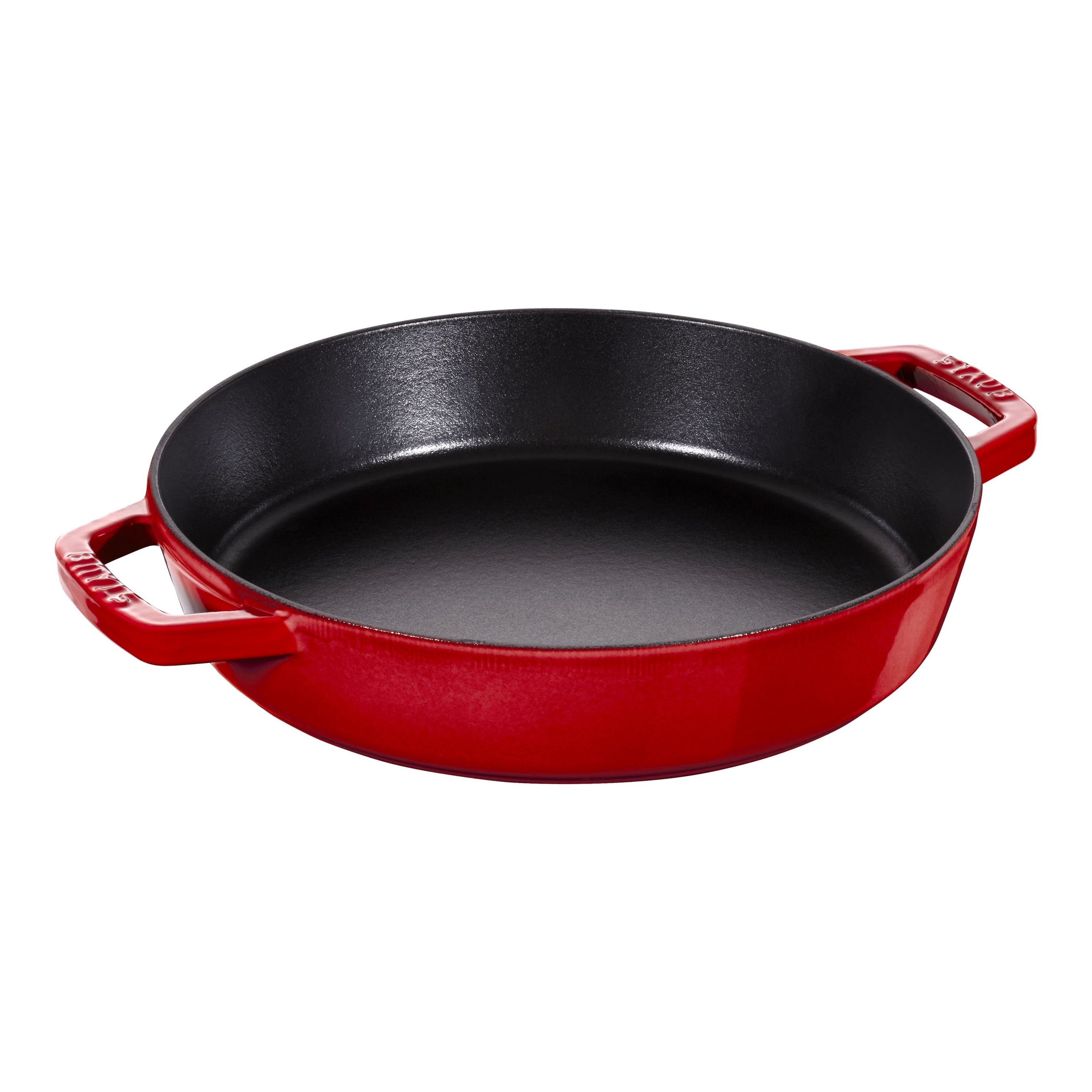Staub Cast Iron - Fry Pans/ Skillets 13-inch, Double Handle Fry Pan, cherry