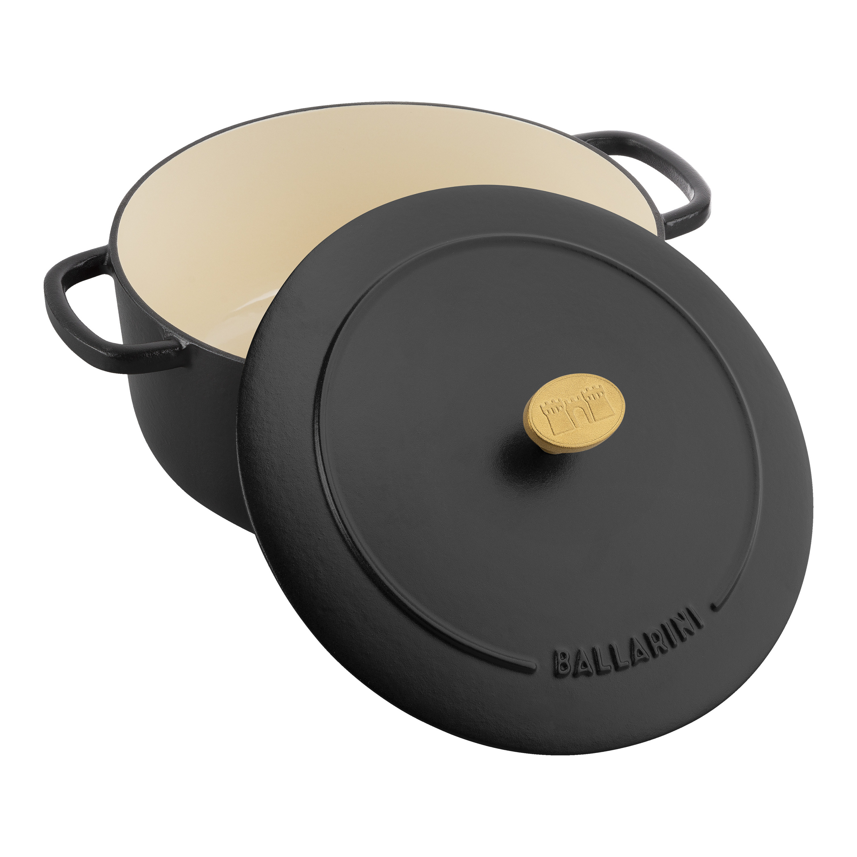BALLARINI ベラモンテ 鋳物ほうろう鍋 22cm バッラリーニ ベラモンテ 鋳物ほうろう鍋 22 cm, ラウンド, ブラック