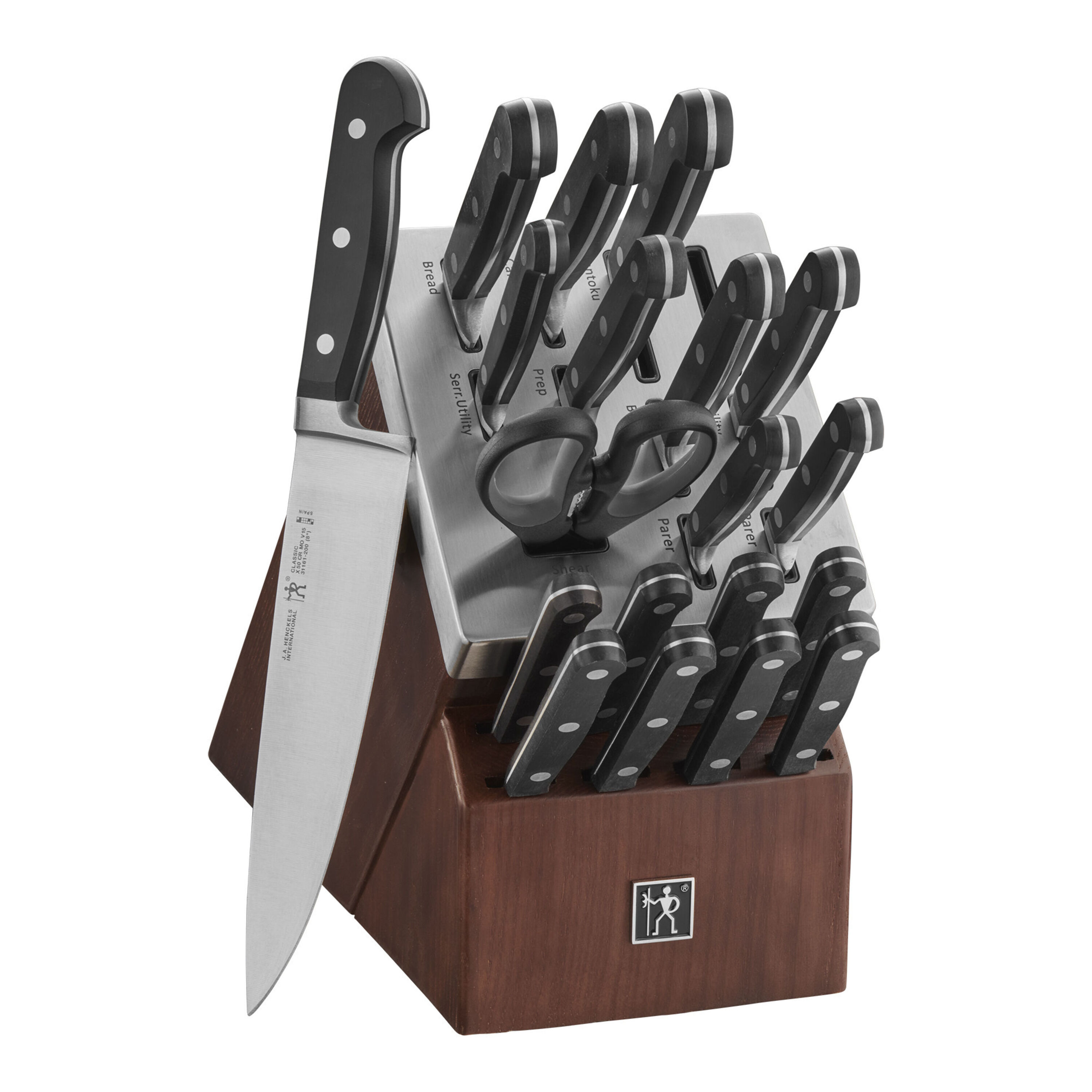 Henckels CLASSIC 20-pc, Self Sharpening Knife Block Set, brown