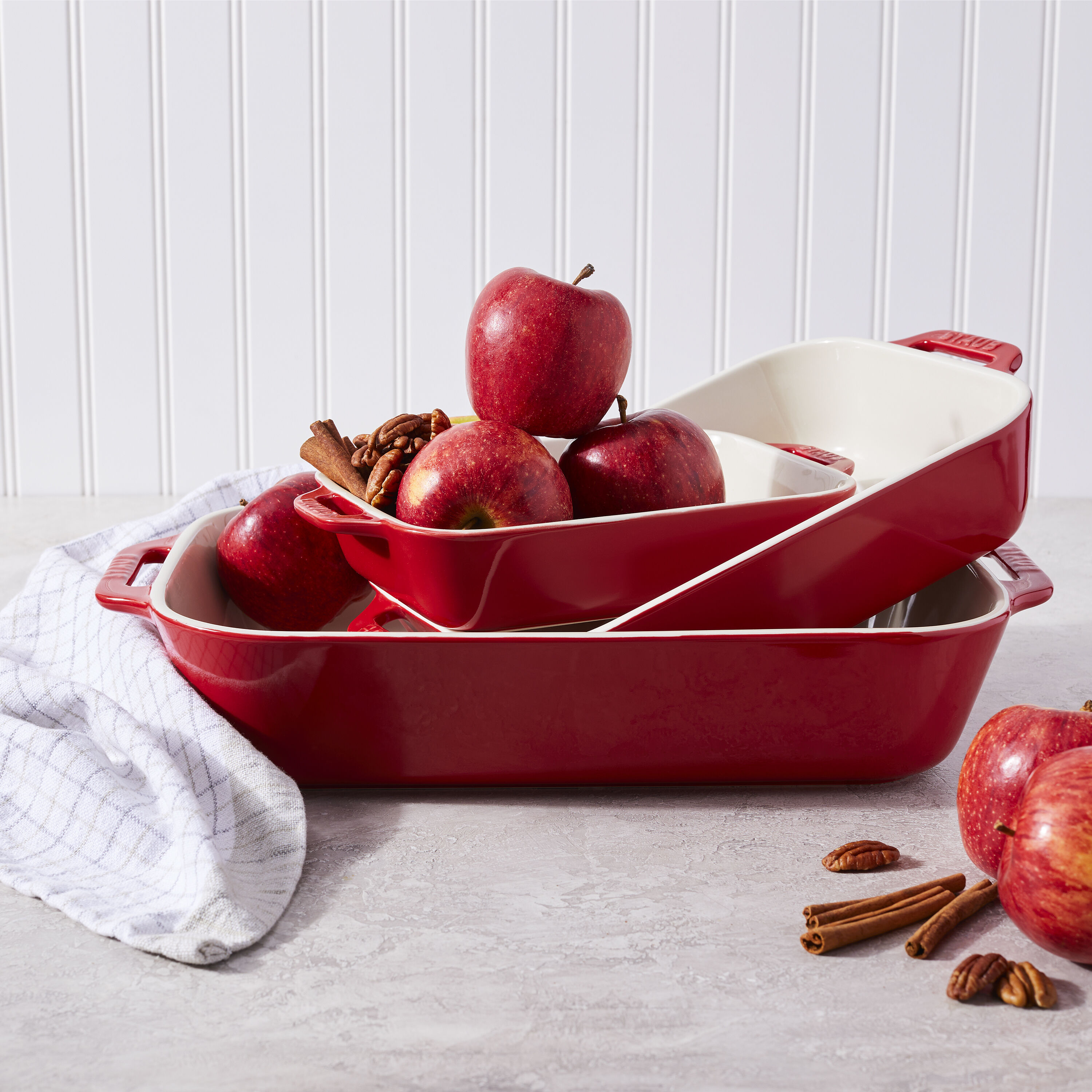 Buy Staub Ceramique Rectangular Baking Dish Set Cherry 3 Piece