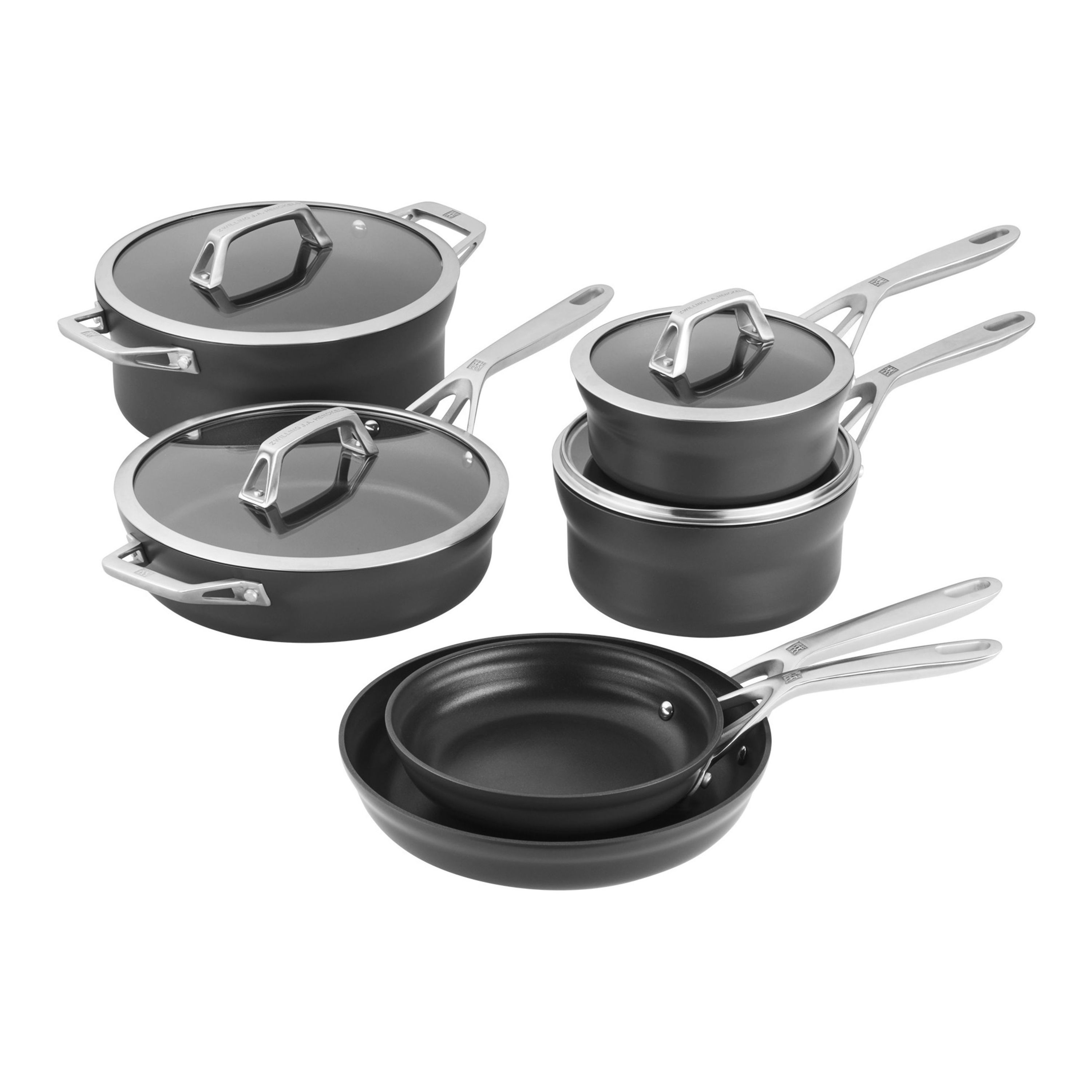 Induction Cooktop Anodized Aluminum Pans Pot Professional 10 Piece Cookware Set 