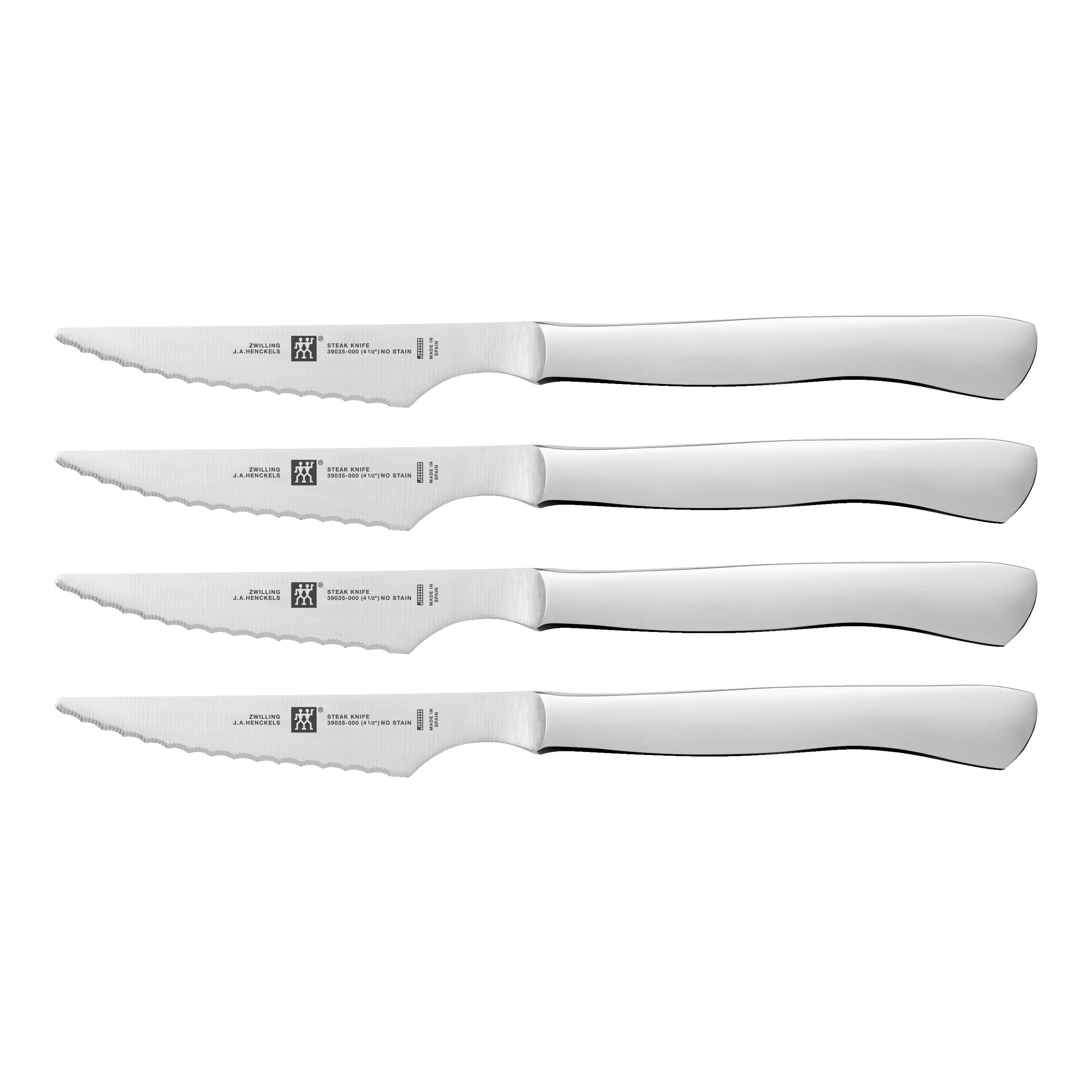 ZWILLING Steak Sets 4pc, Stainless Steel Serrated Steak Knife Set