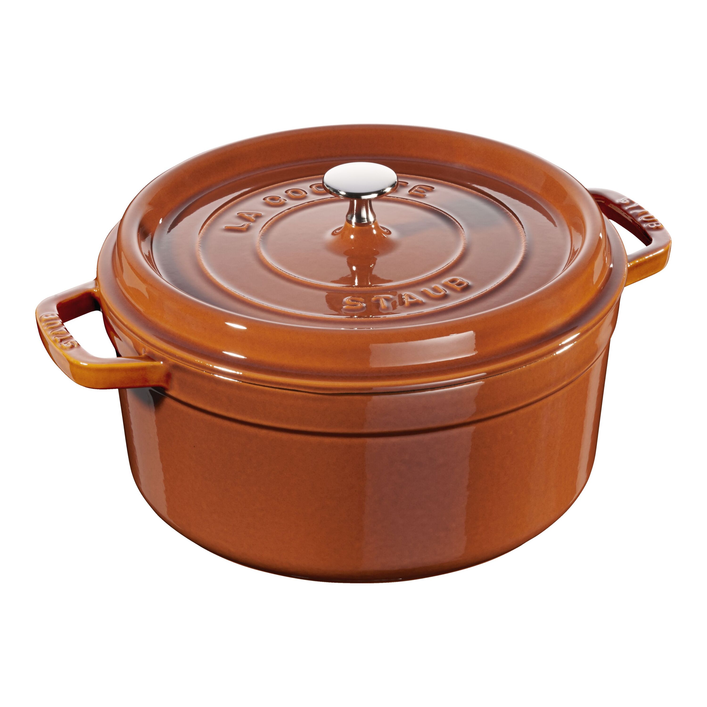 Round Dutch Oven Casserole Dish - Orange Cast Iron 26cm / 10.2 inch