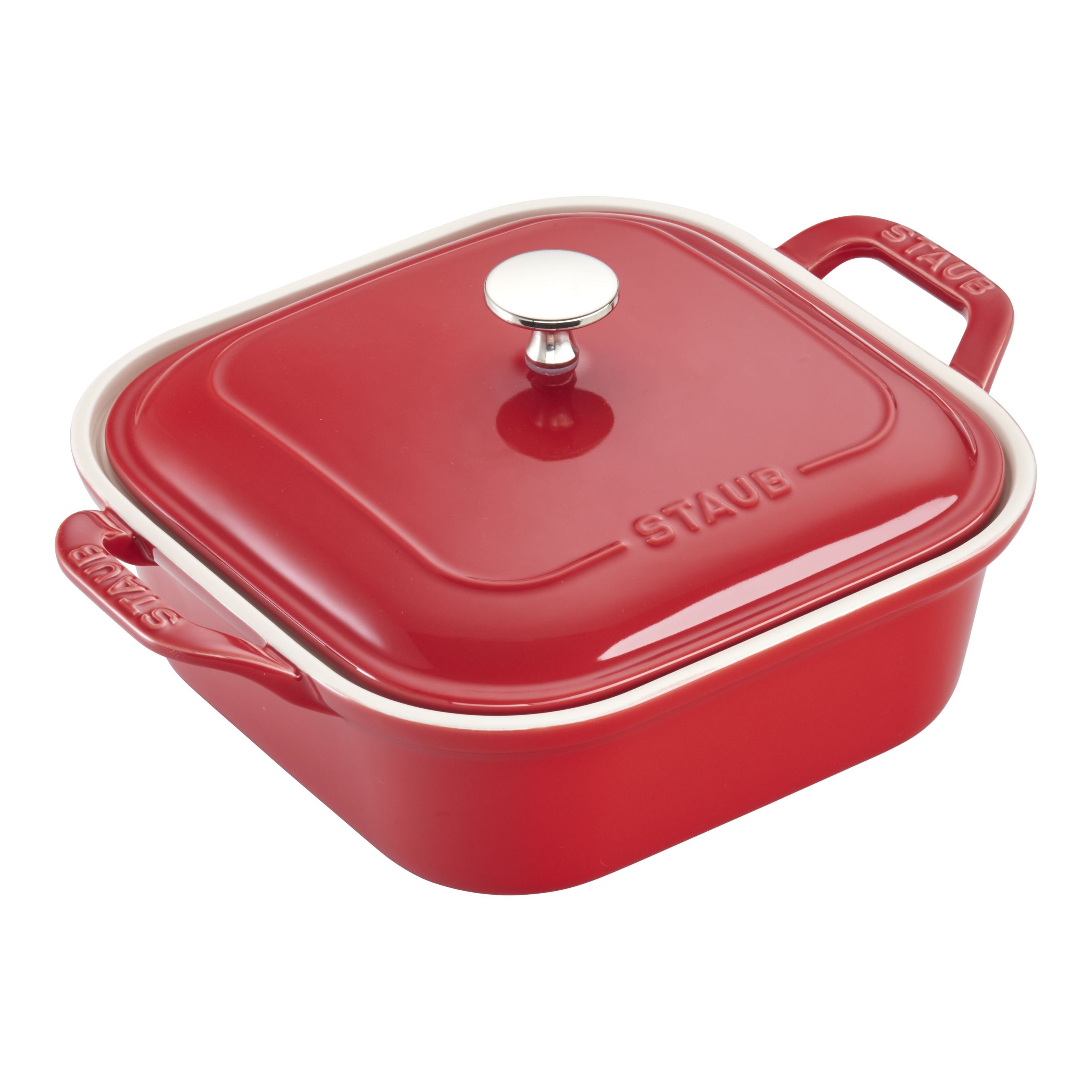 Staub Ceramic - Covered Baking Dishes 9-inch, square, Covered Baking Dish,  cherry