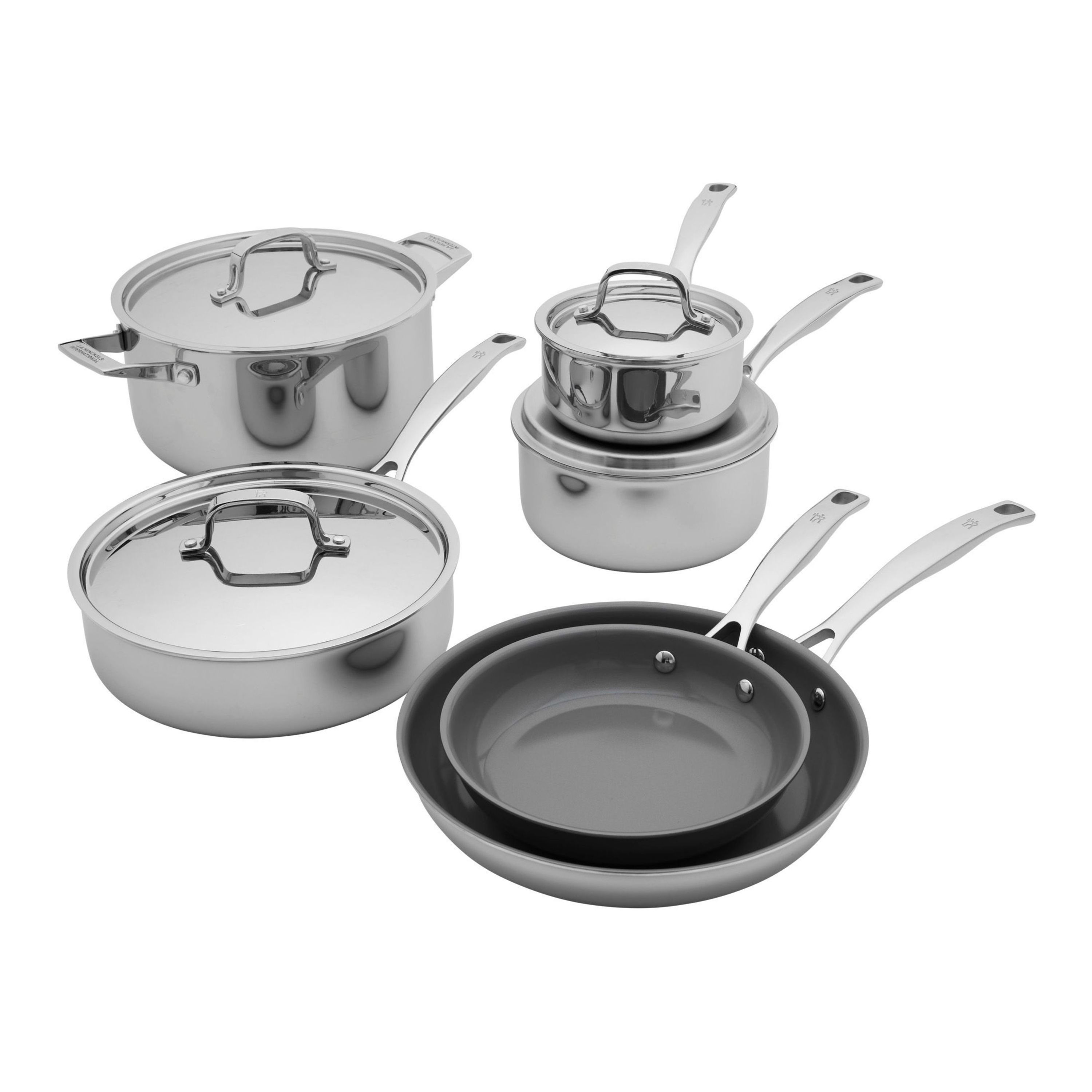 3-Ply Stainless Clad Pro 10pc Ceramic Nonstick Cookware Set