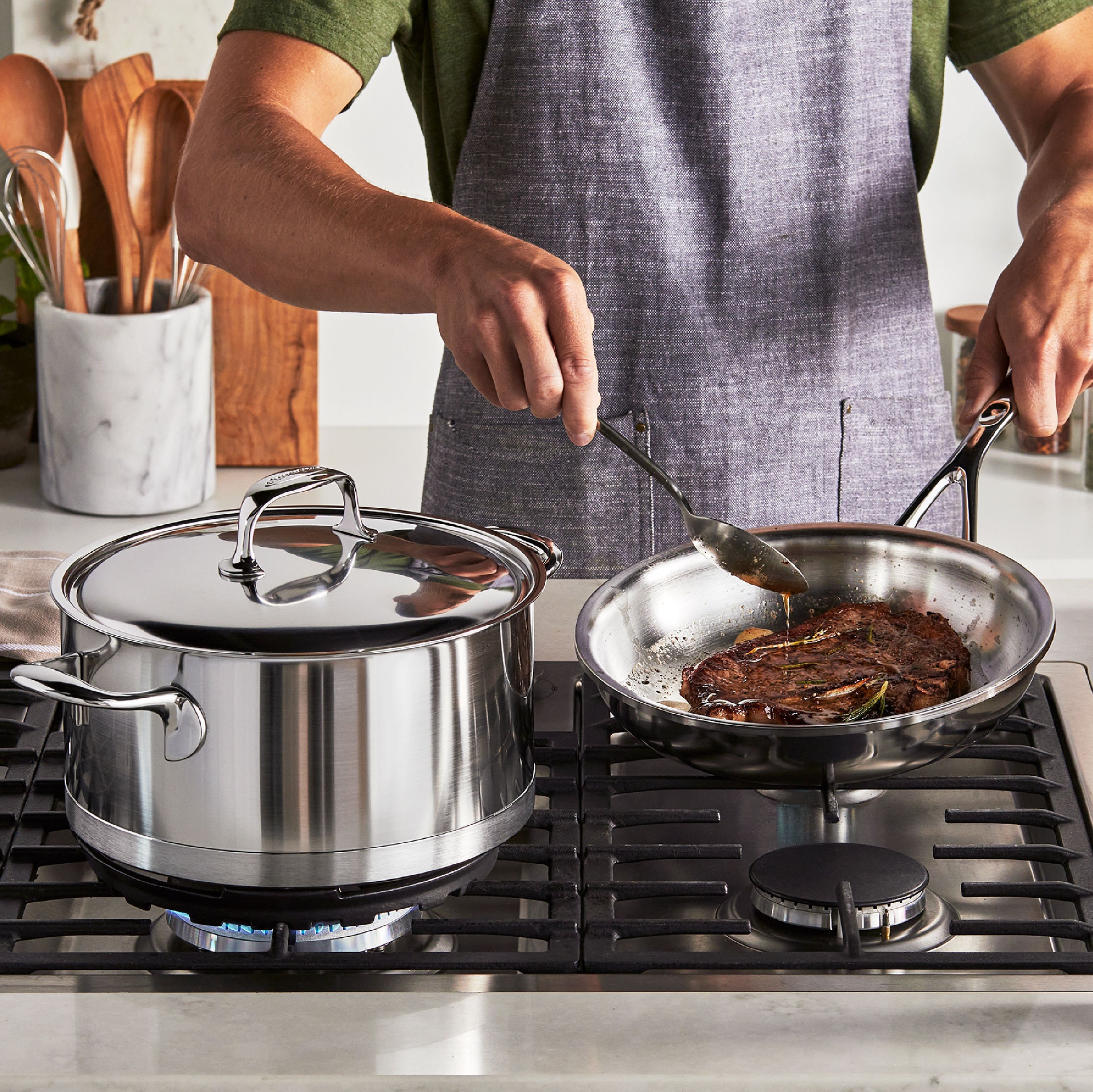 Sweden 316 Stainless Steel Pot Set Full Set Of Household Kitchen Non-stick  Pot 4-piece Combination Kitchen Utensils